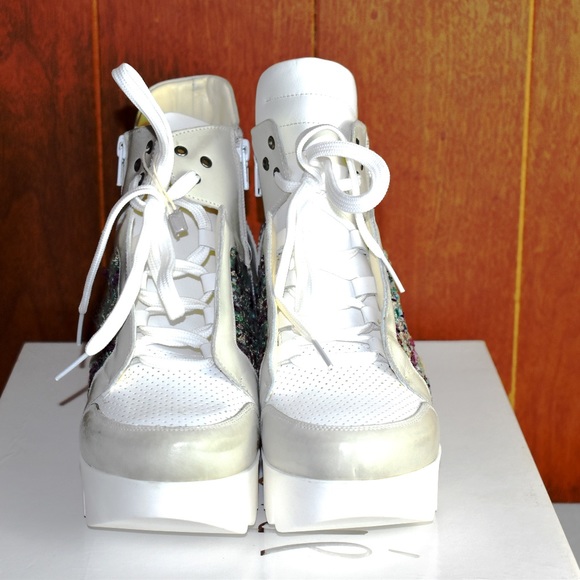 OVYE by Christina Lucchi Leather Tweed Sneakers - Picture 5 of 8